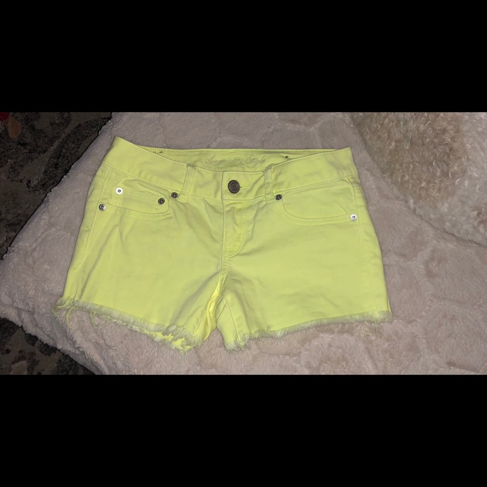 Neon yellow jean shorts